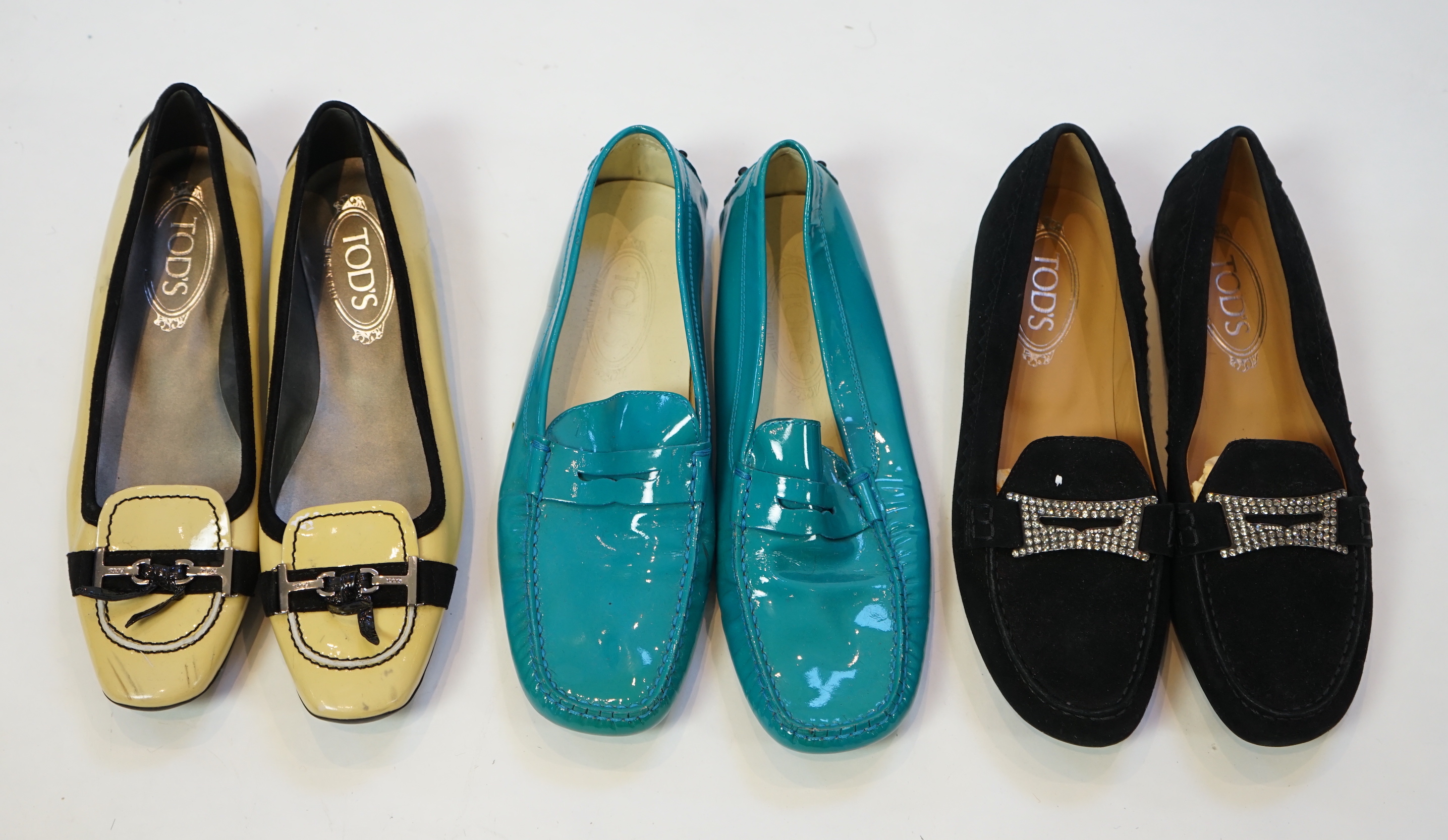 Three pairs of Tod's lady's flat shoes, size EU 39.5